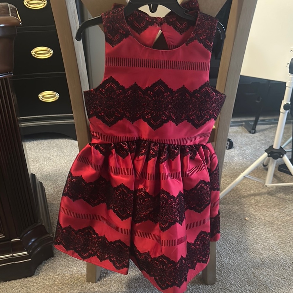 GB Girls Red and Black Lace Formal Dress